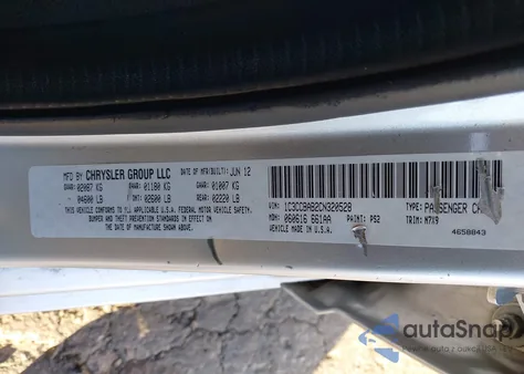 2012 Chrysler 200 Lx из США, поврежденный, VIN 1C3CCBAB2CN320528